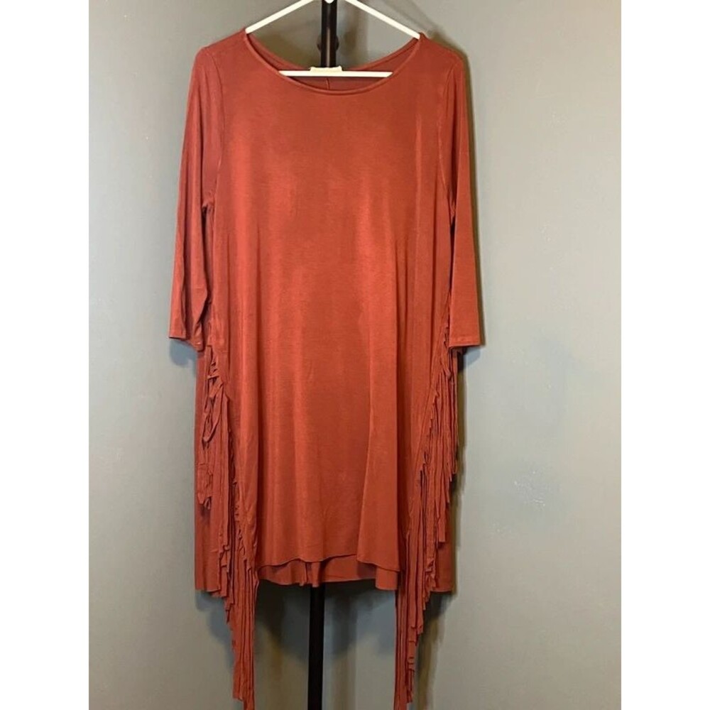 Love In Rust-Red Scoop Neck Tunic Dress